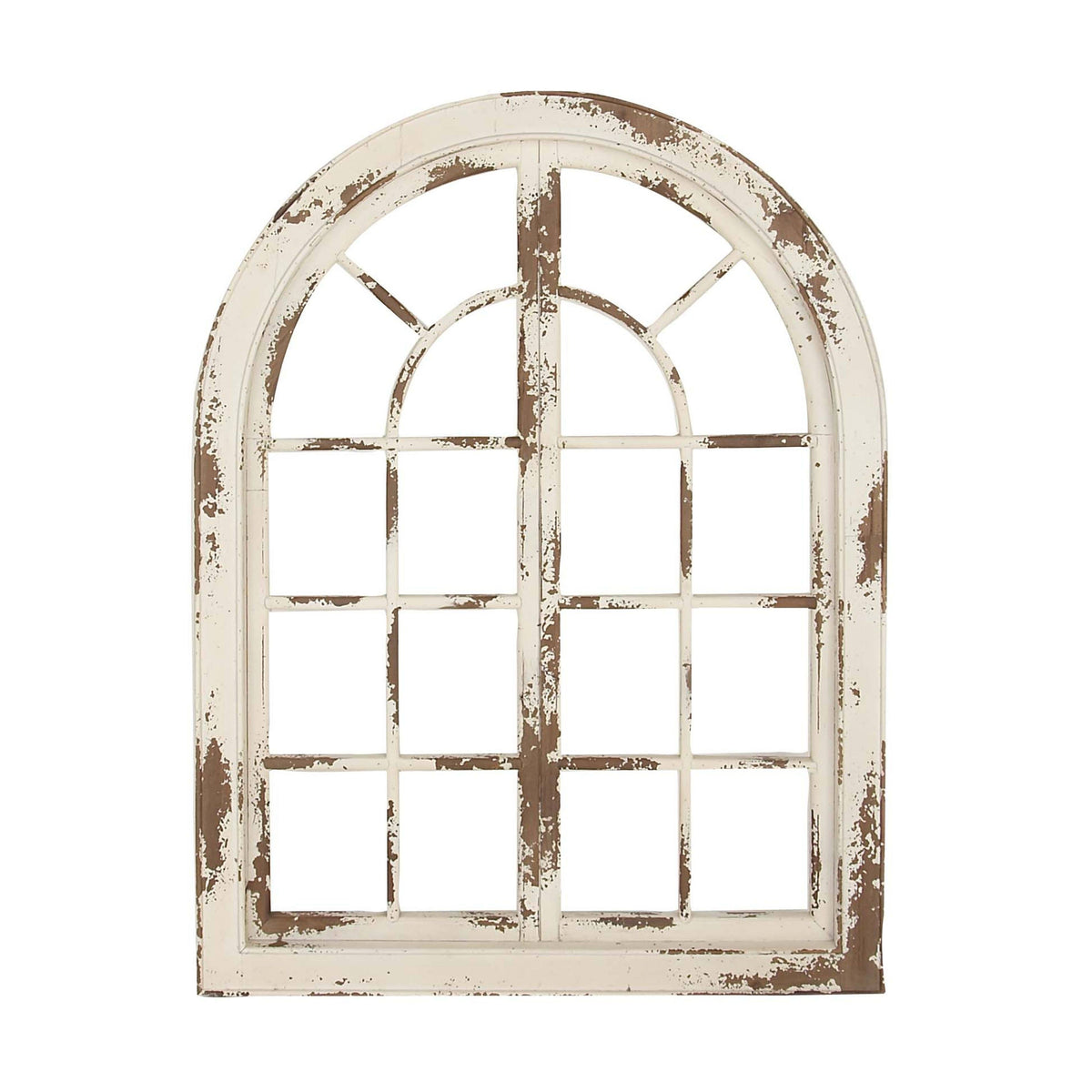 White Arched Window Wood Wall Decor S594