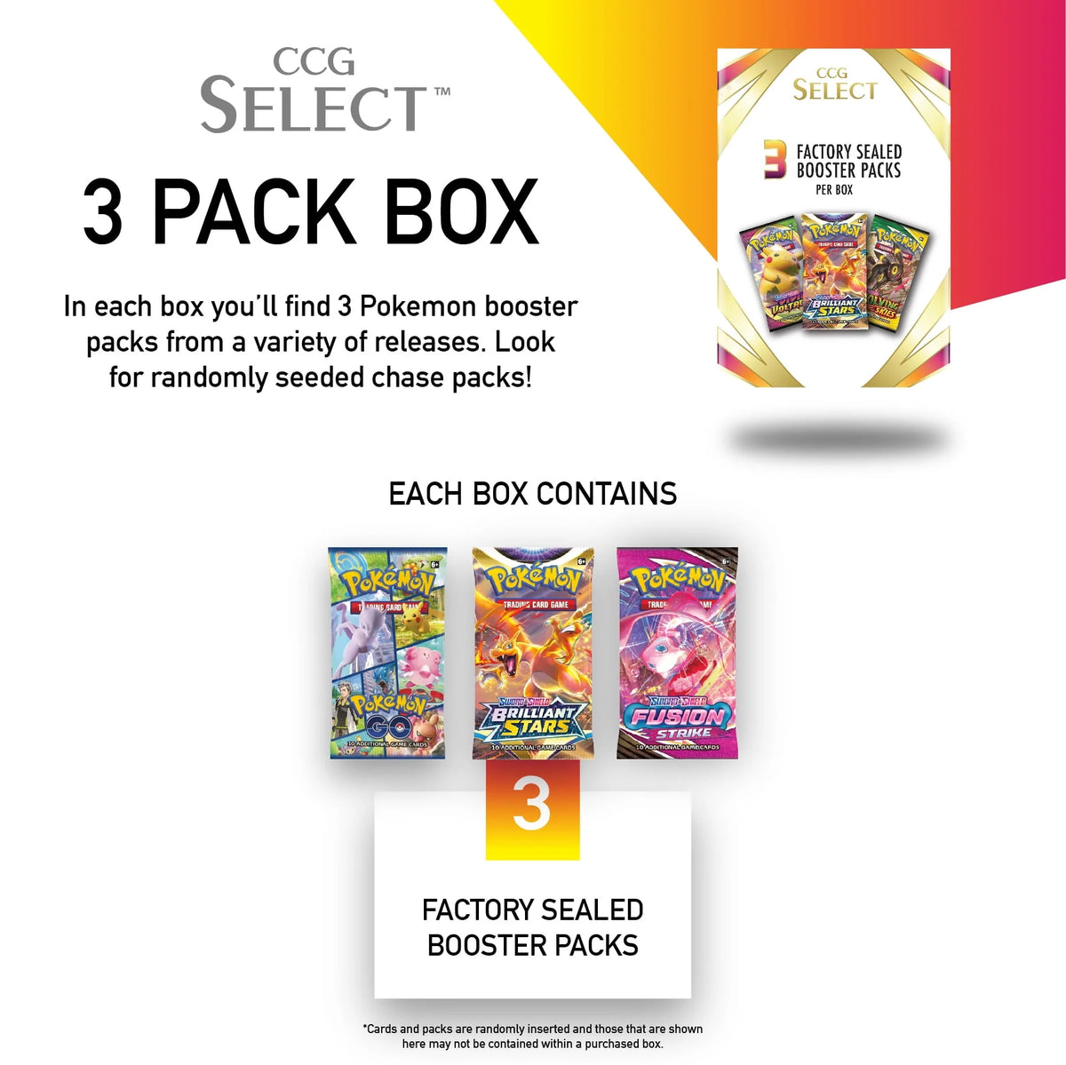 3 Packs Pokemon Trading Card Game Booster Pack Bundle Z6266