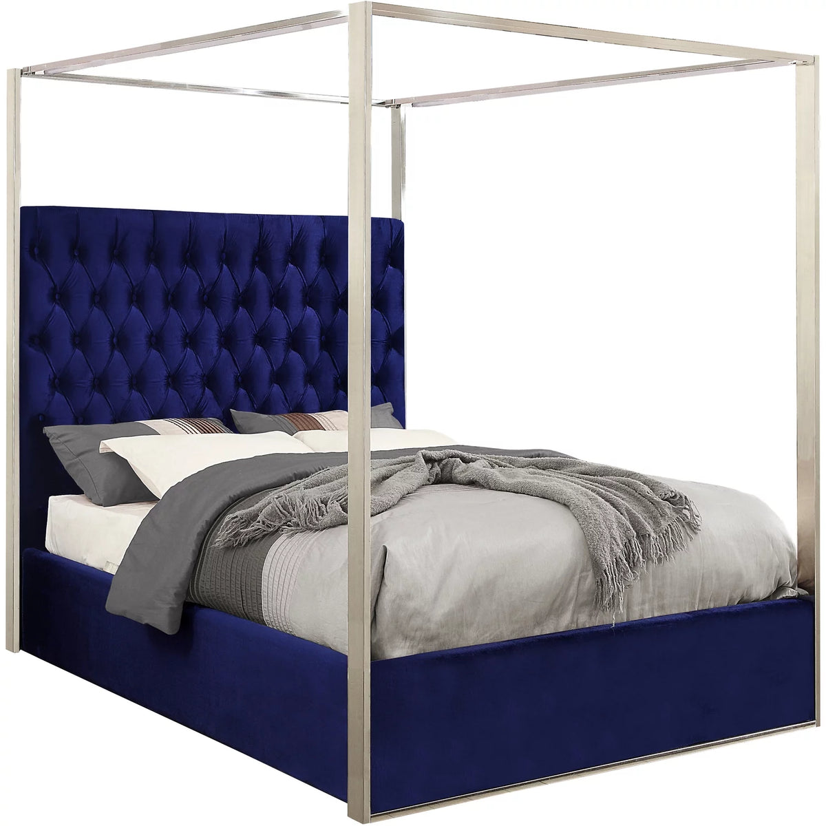 Navy Velvet King Bed I551