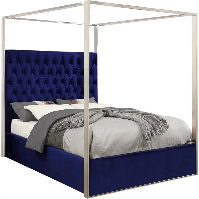 Navy Velvet King Bed I551