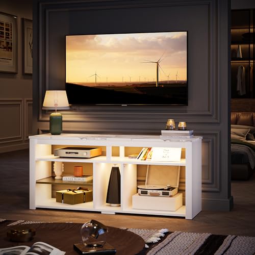 Carbon Fiber Black TV Stand with Storage P1427