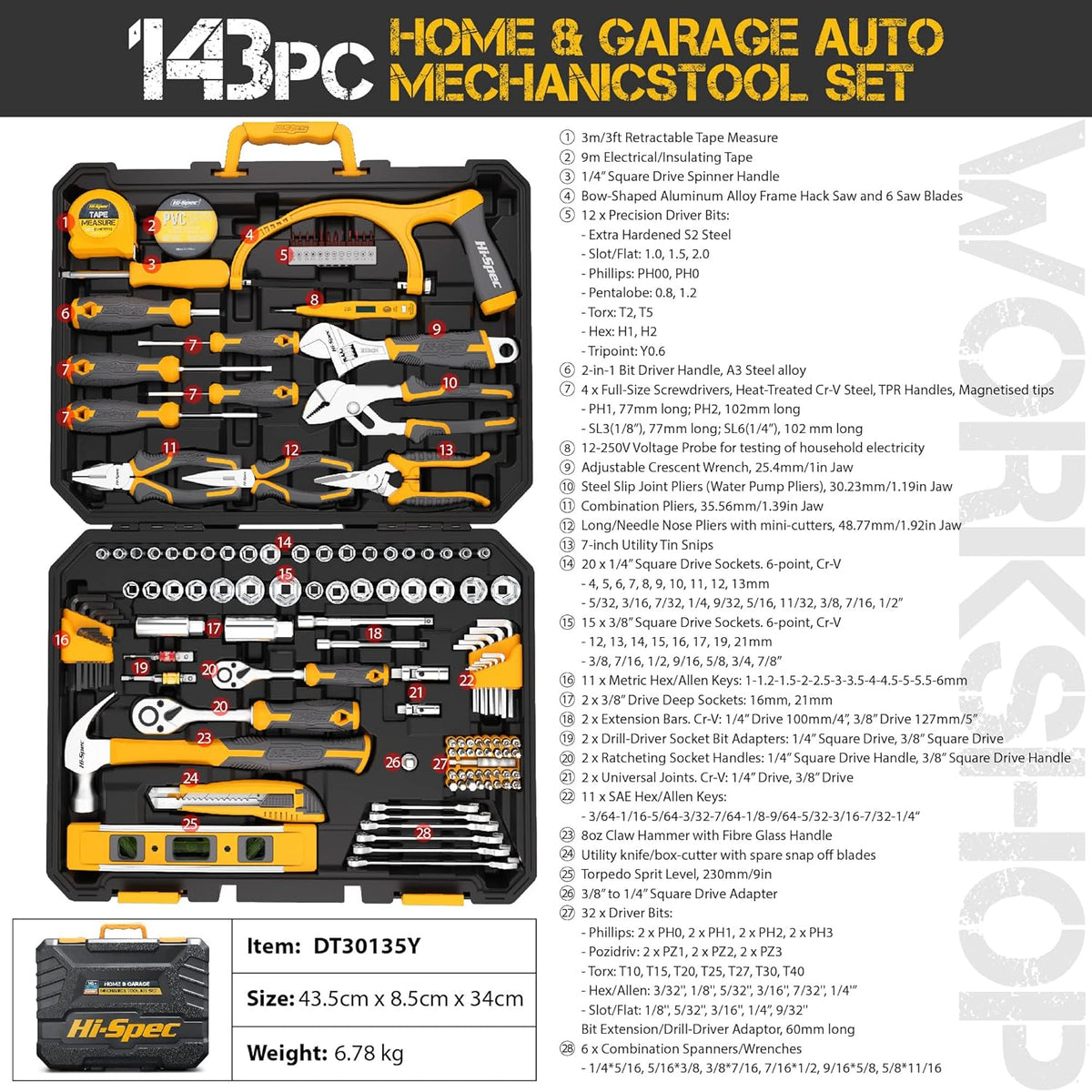 143 Piece Home & Garage Tool Kit Set L922