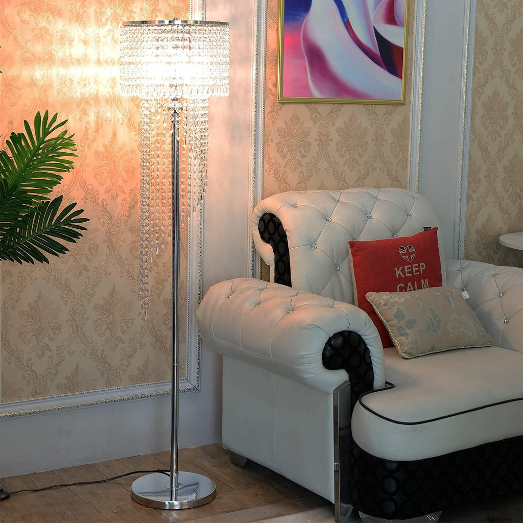 Chrome Finish Crystals Floor Lamp, 3 Lights Z522