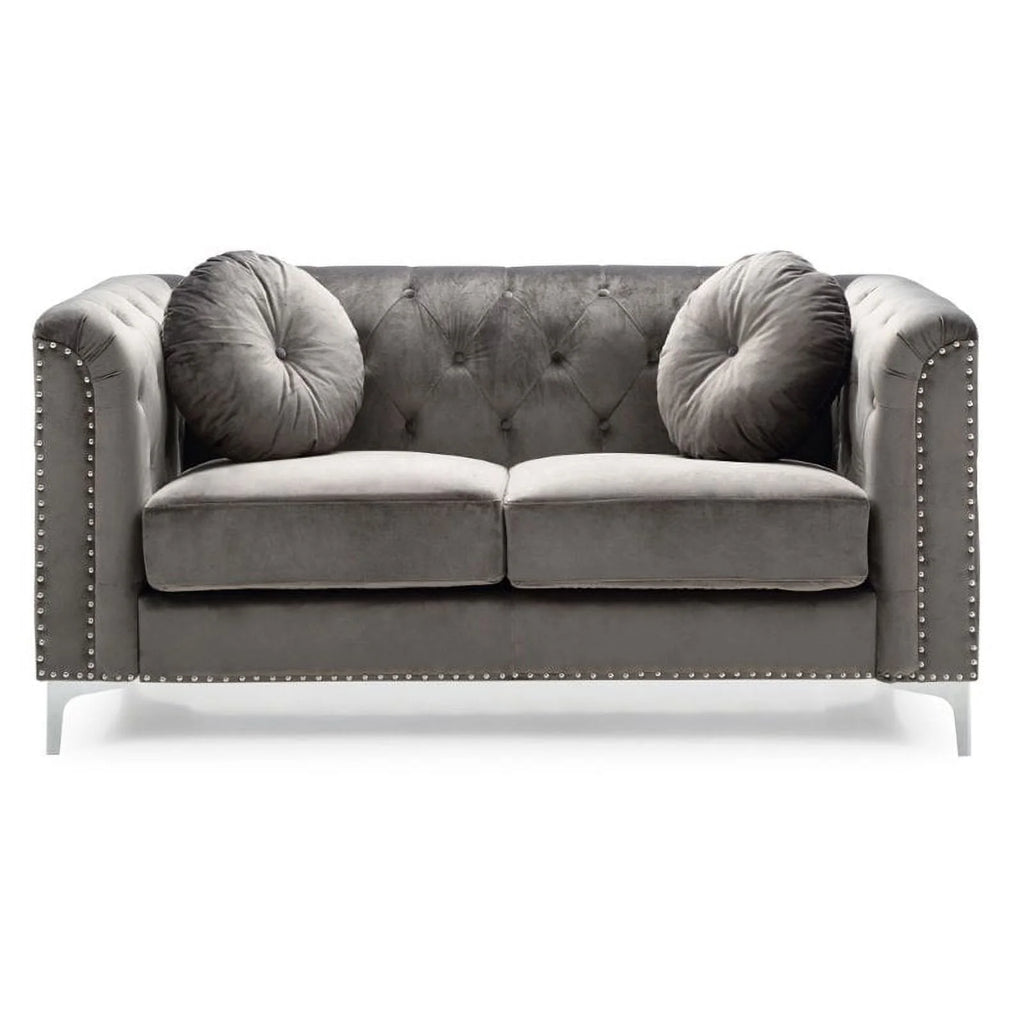Dark Gray Velvet Sofa and Loveseat 2-Piece Set G594929