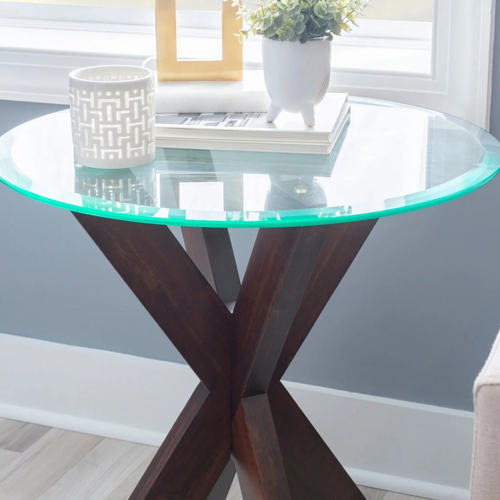 White Painted Glass Top Side Table S229672