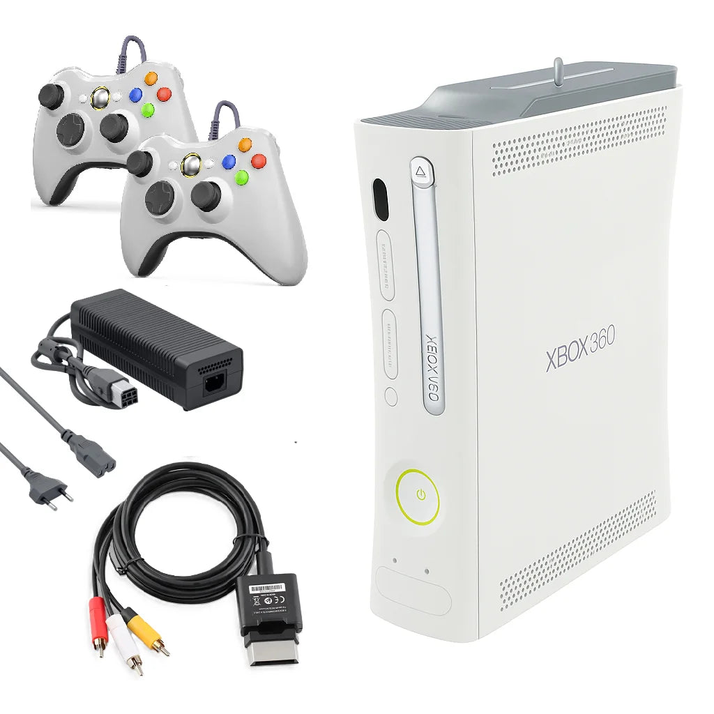 White Xbox 360 Console with Two Controllers L198729