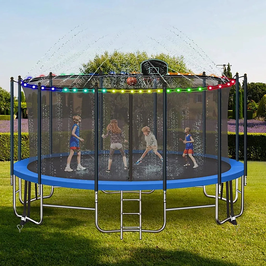16FT Outdoor Trampoline with Basketball Hoop and Ladder D6319