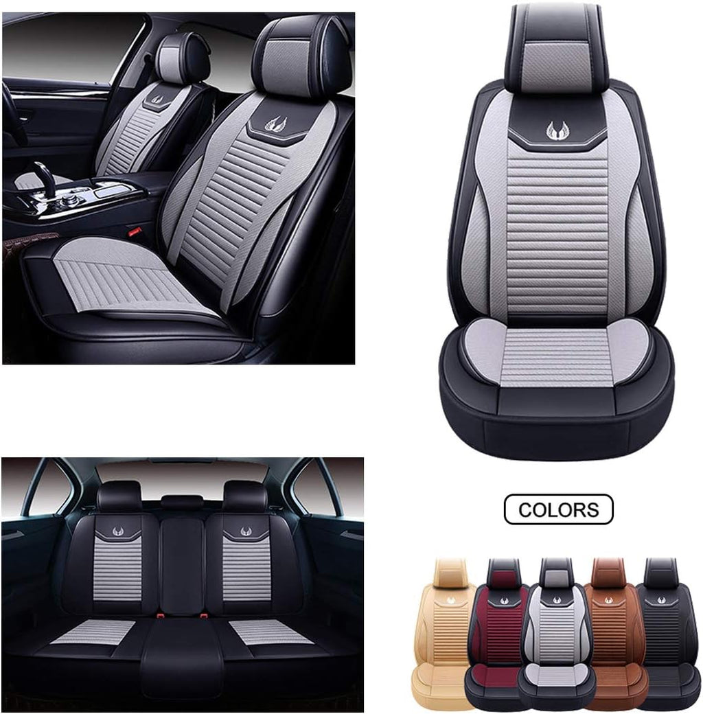 Red Faux Leather Car Seat Covers Set K912669
