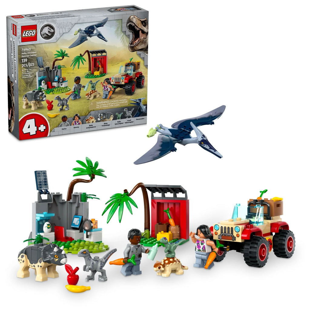 Building Set with Toy Car and 5 Dinosaur Figures C562281