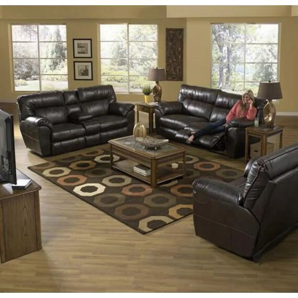 Brown Faux Leather Reclining Loveseat B796