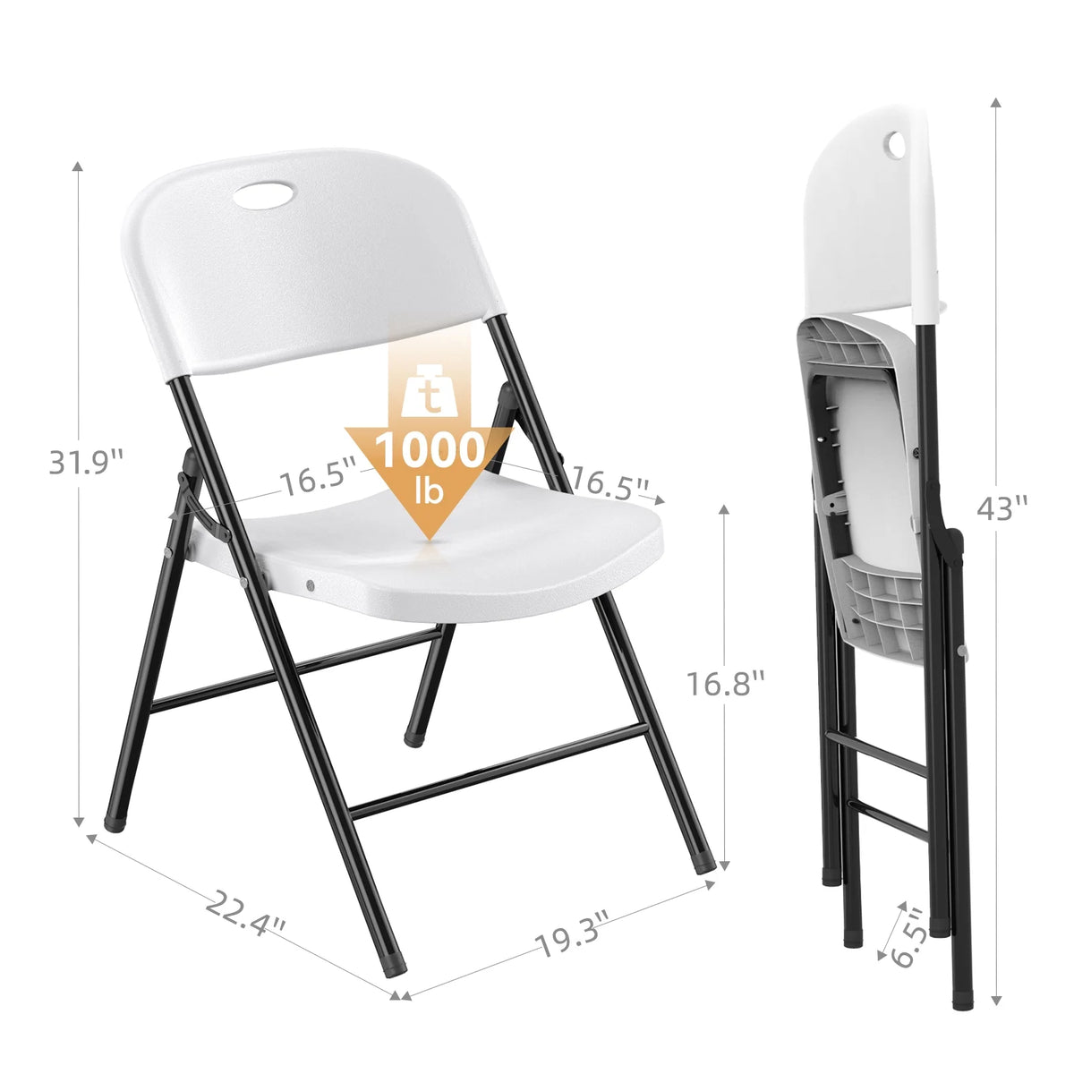 10 Pack Heavy Duty Plastic Folding Chair with Steel Frame W6152
