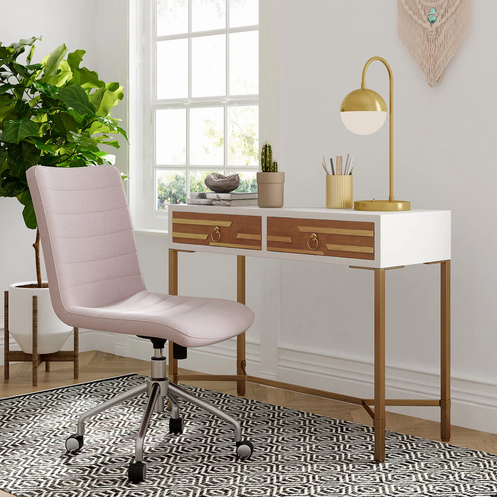 White 2 Drawer Wood Desk Console Table O43570