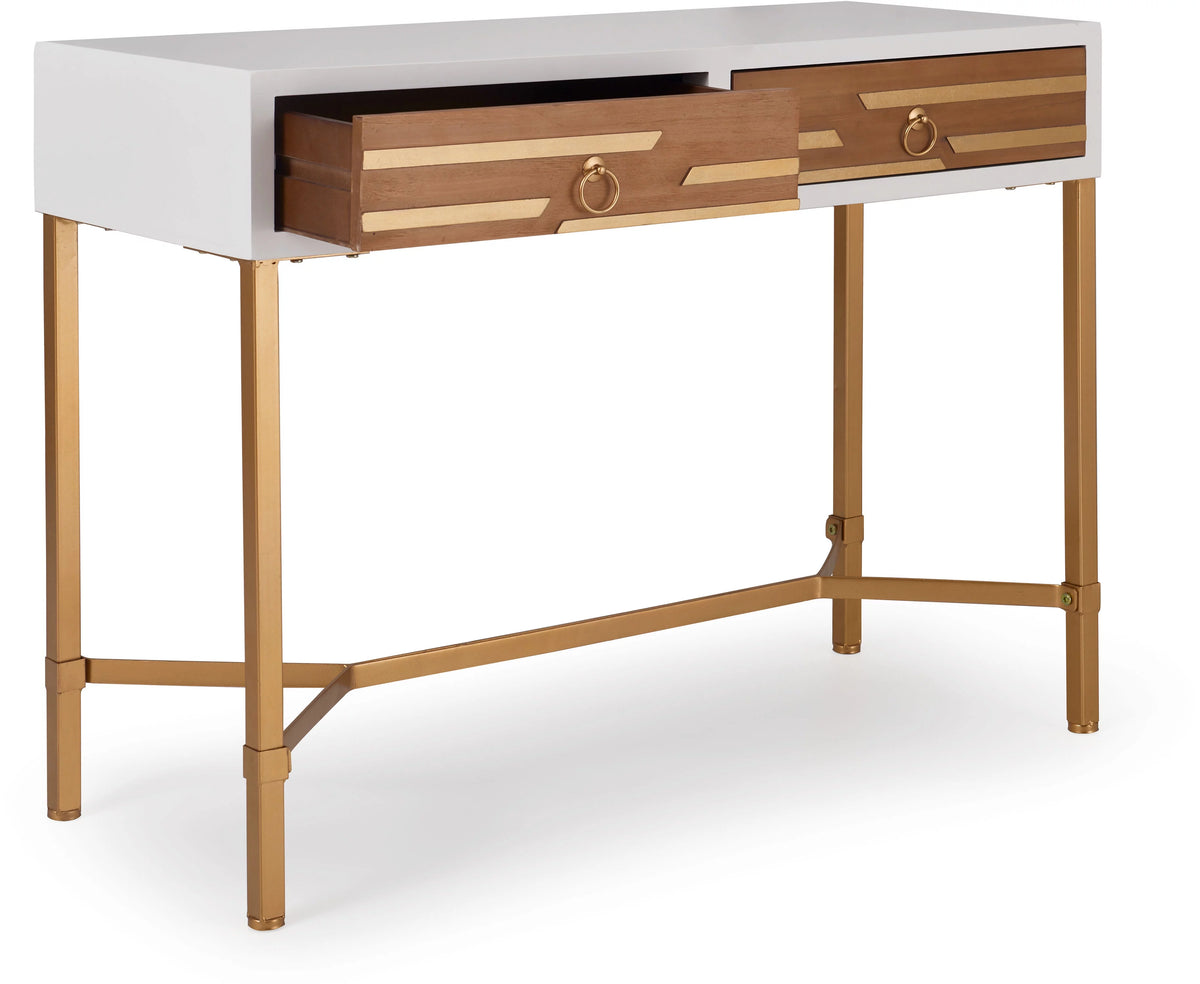 White 2 Drawer Wood Desk Console Table O43570