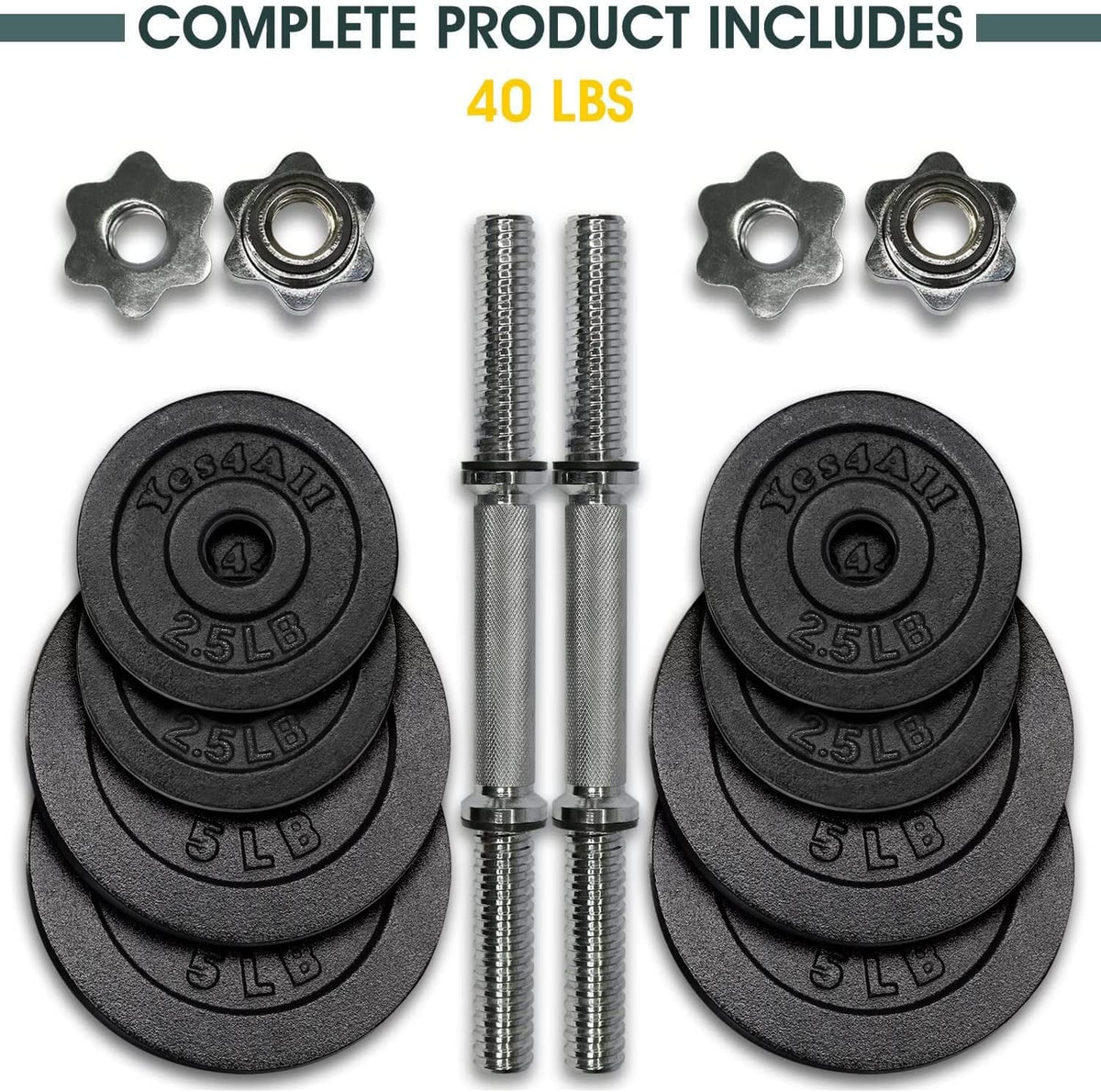 50 lbs Adjustable Cast Iron Dumbbell Set F4766