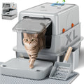 XL Stainless Steel Enclosed Litter Box with Lid W171