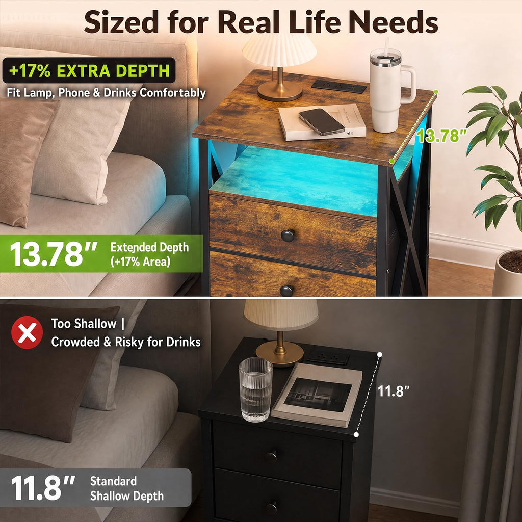 Nightstands Set of 2 with Charging Station X406
