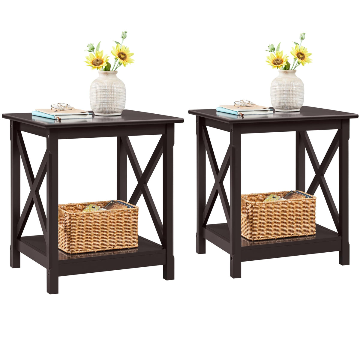 Espresso 20 x 18 Inch End Table Set of 2 R90058