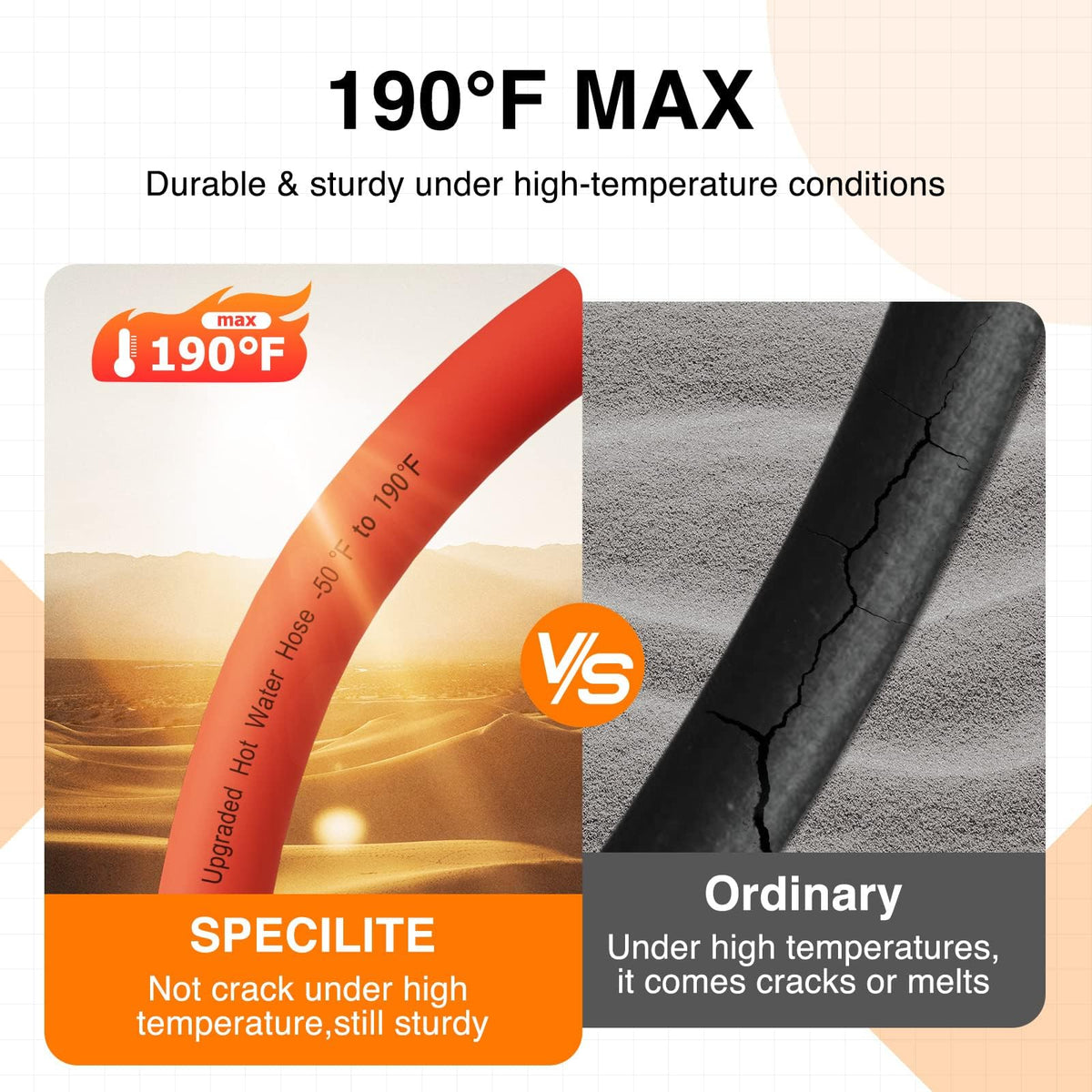 5/8" x 100FT Hot/Cold Rubber Garden Water Hose D845028