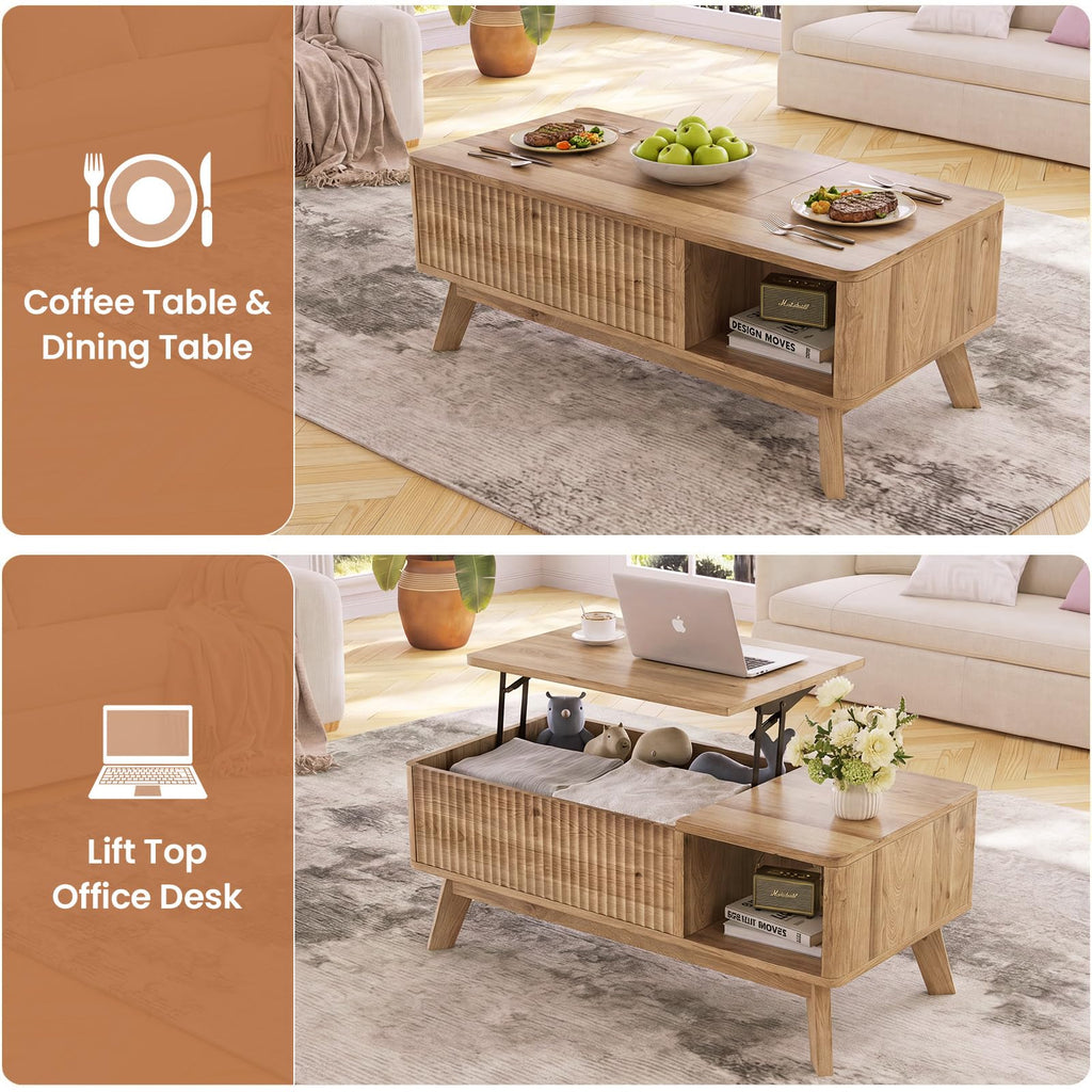 Lift Top Fluted Hidden Storage Coffee Table M34360