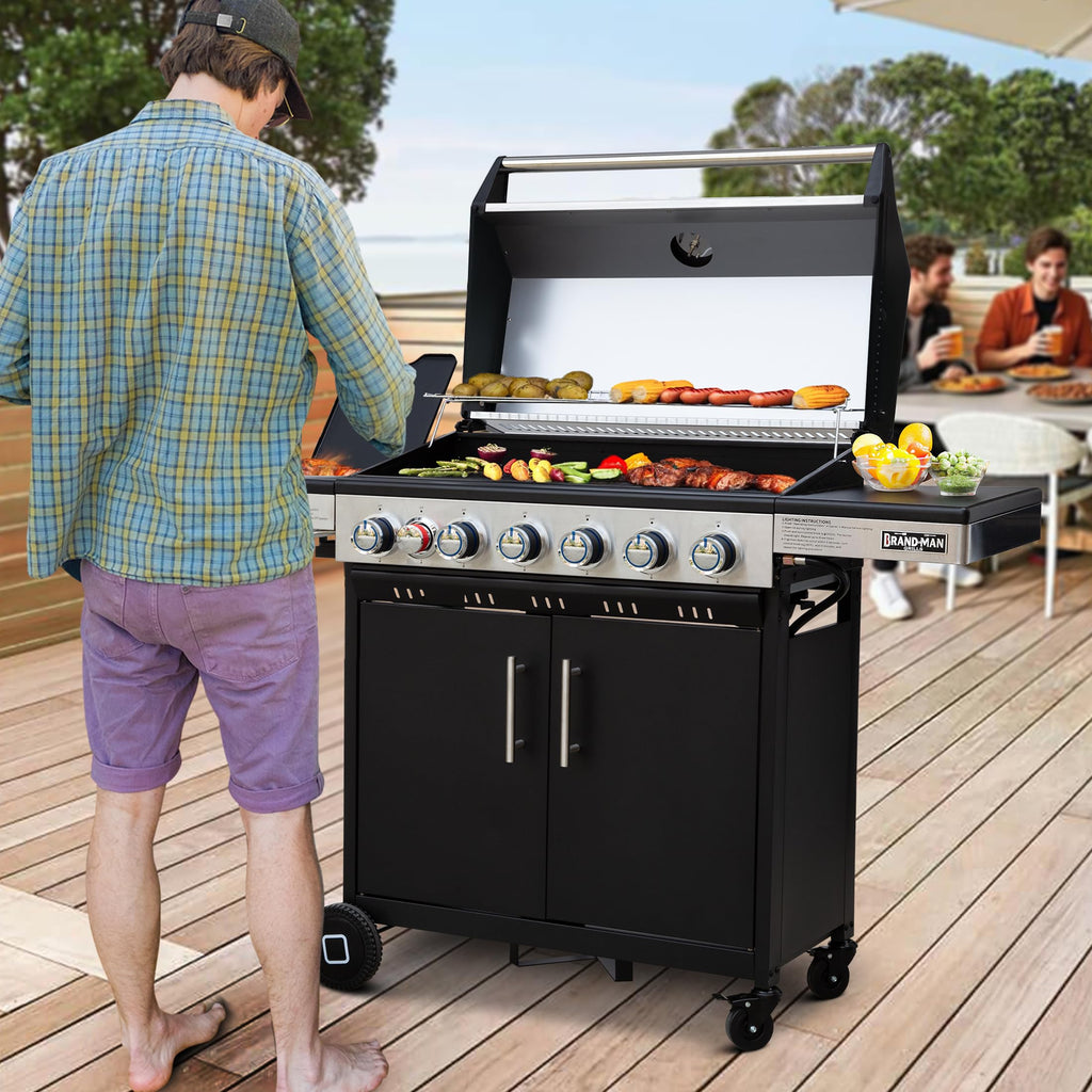 6-Burner Propane Gas Grill with Infrared Sear Side Burner E24976
