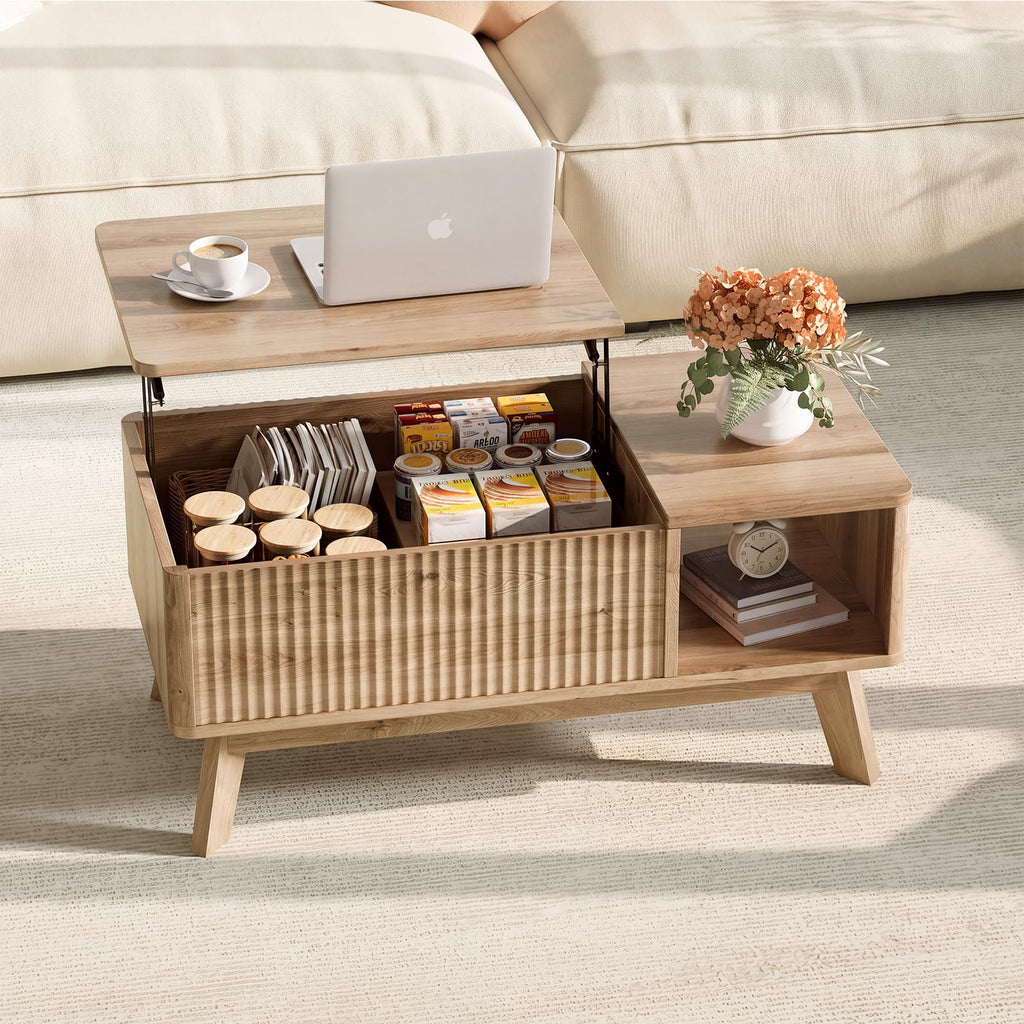 Lift Top Fluted Hidden Storage Coffee Table M34360
