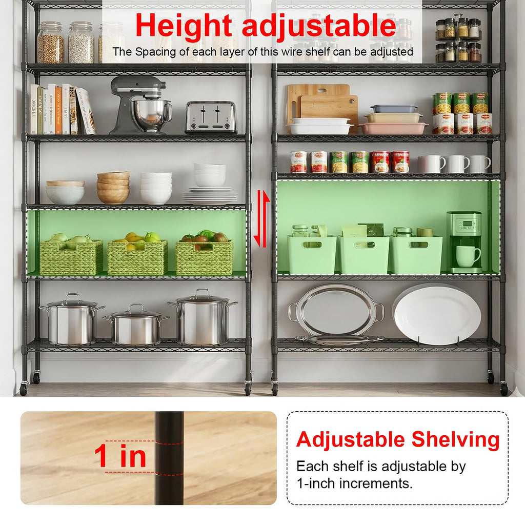 6-Tier Wire Shelf with Wheels H3835