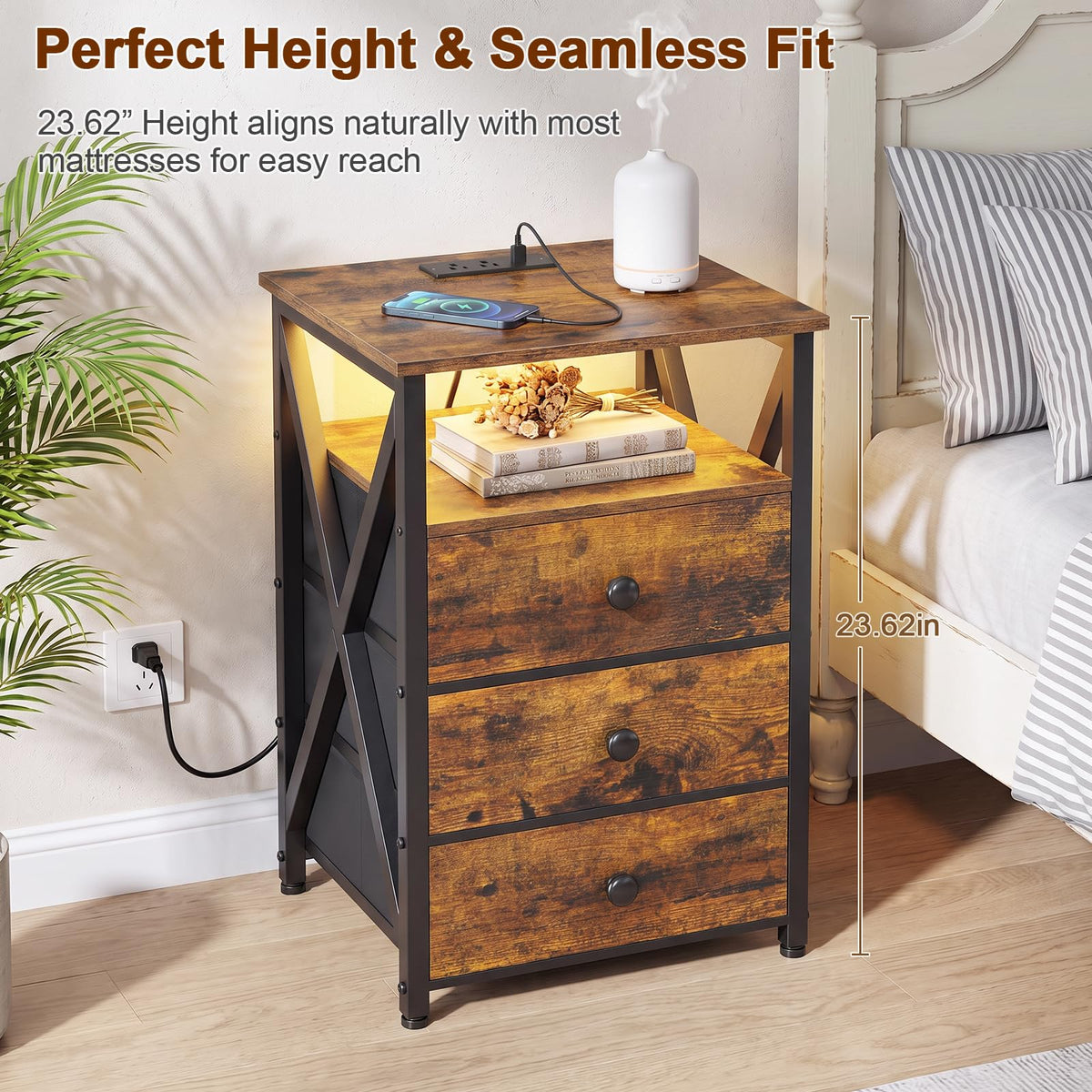 Nightstands Set of 2 with Charging Station X406