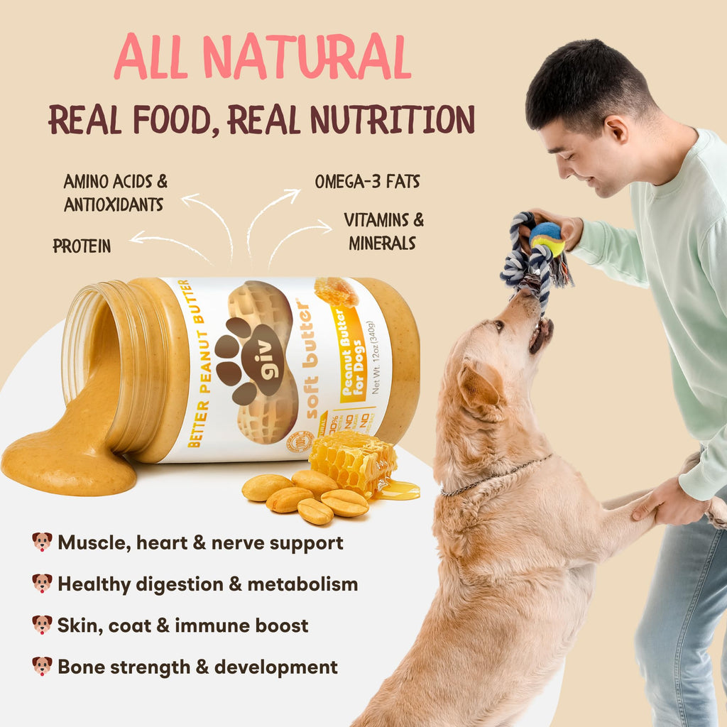 All Natural Peanut Butter for Dogs, 2 Ingredients, 4oz Pouches (6 Count) X2690