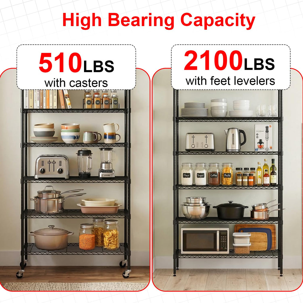 6-Tier Wire Shelf with Wheels H3835