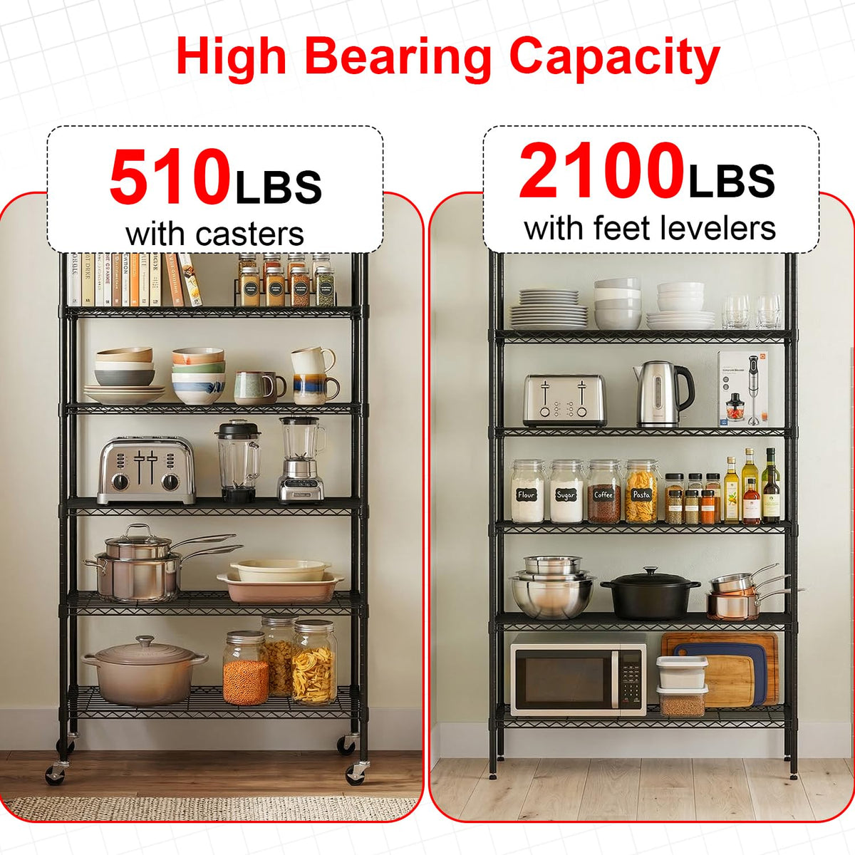 6-Tier Wire Shelf with Wheels H3835