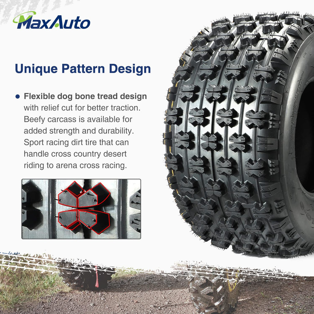 Set of 4 Sport ATV Tires 22x7-10 Front & 20x10-9 Rear 4PR H505