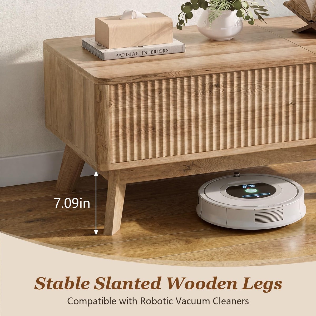 Lift Top Fluted Hidden Storage Coffee Table M34360