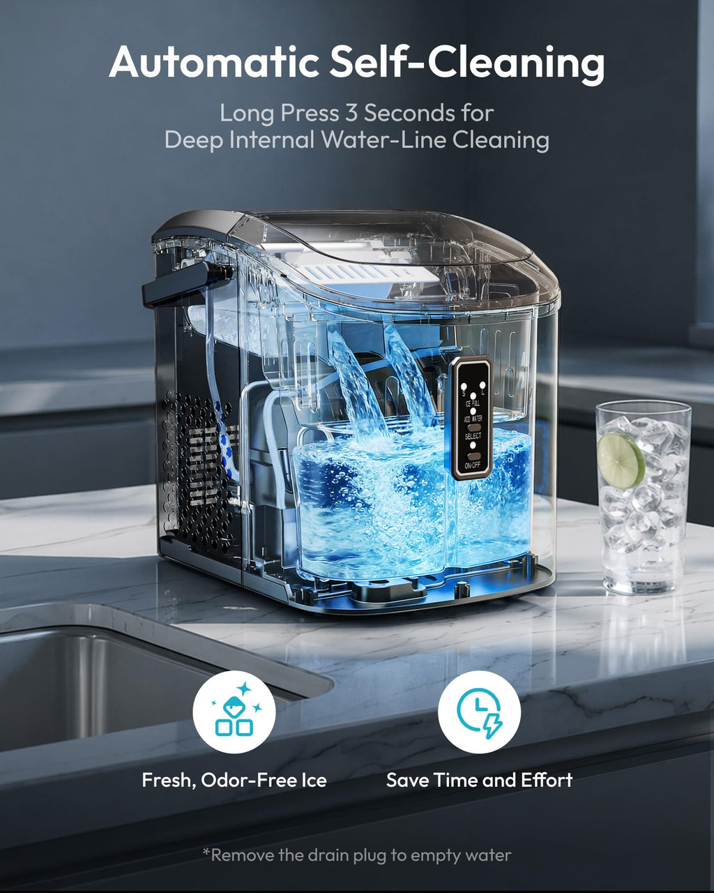 Portable Countertop Ice Maker with Carry Handle and Scoop S285337
