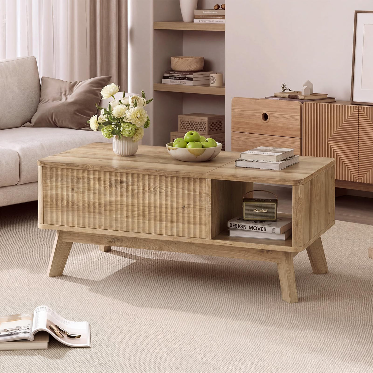 Lift Top Fluted Hidden Storage Coffee Table M34360