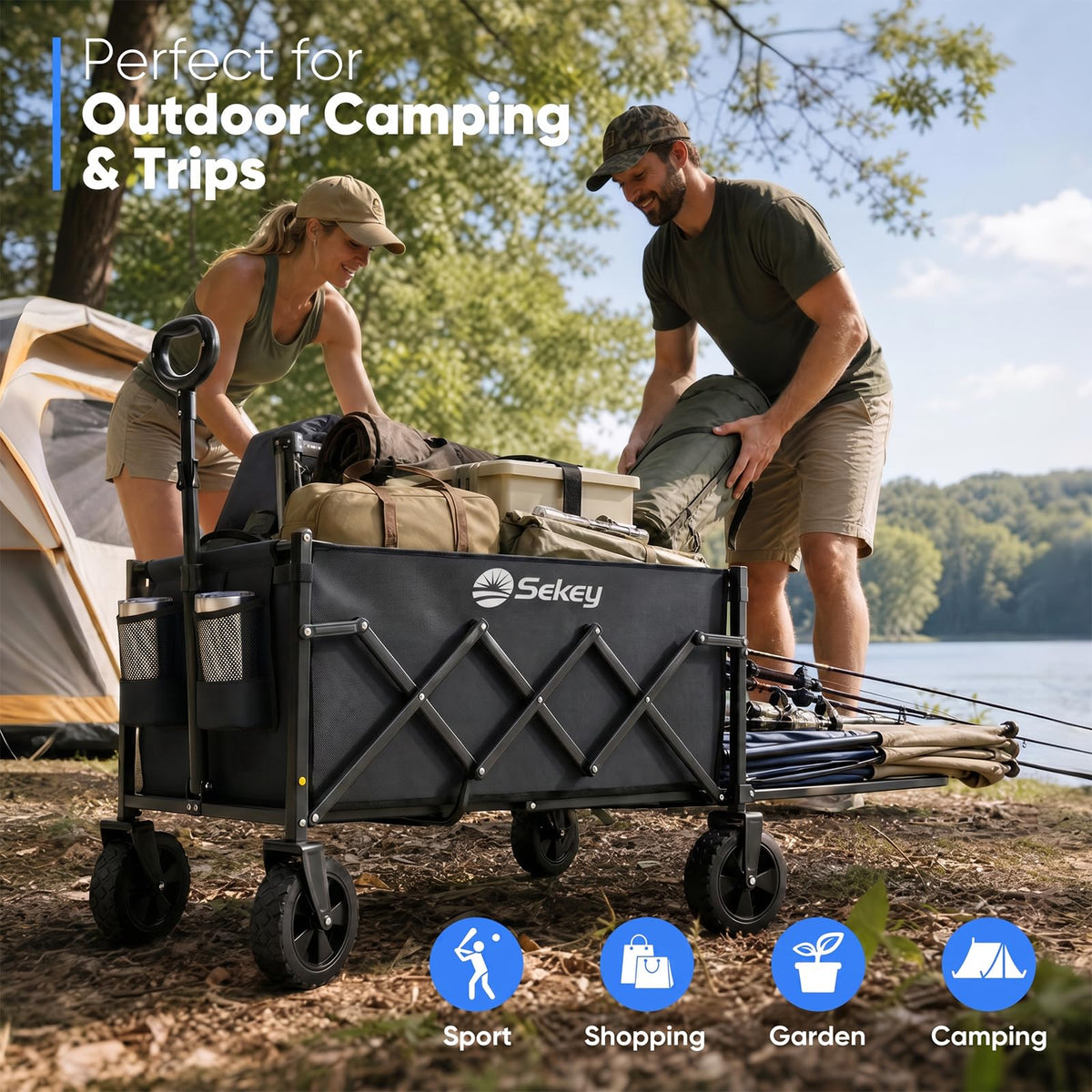 Collapsible Wagon with Tailgate, 300 lb Capacity Z88812