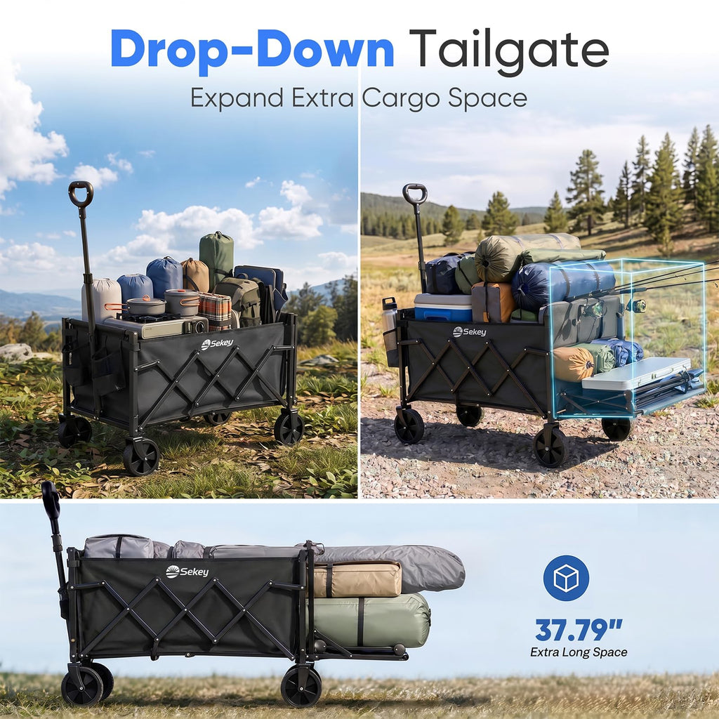Collapsible Wagon with Tailgate, 300 lb Capacity Z88812