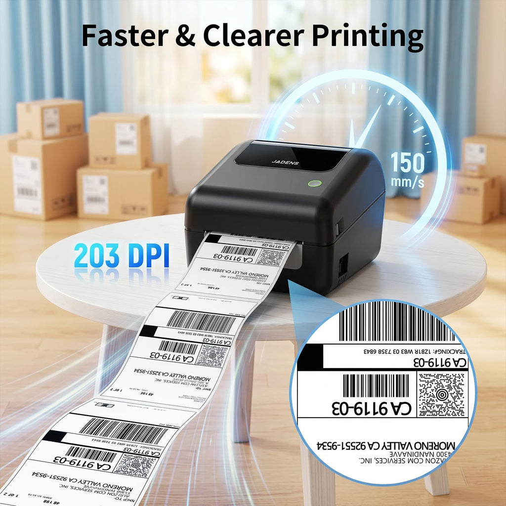 Bluetooth Thermal Shipping Label Printer with Built-in Label Bin, Wireless 4x6, Black U572