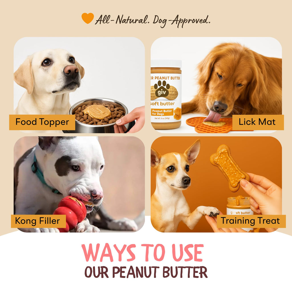 All Natural Peanut Butter for Dogs, 2 Ingredients, 4oz Pouches (6 Count) X2690