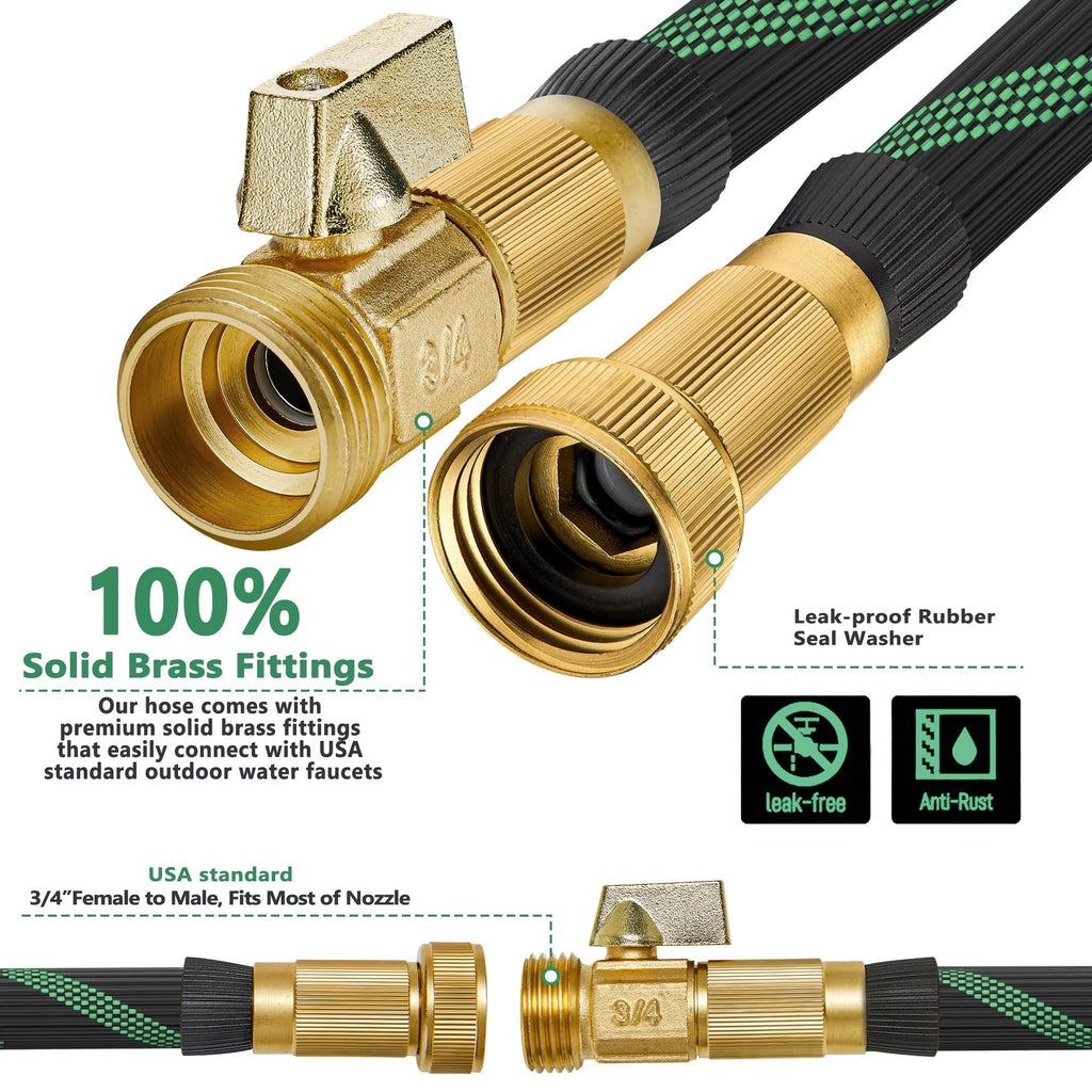 100FT Lightweight Garden Hose with 10-Pattern Nozzle V79083