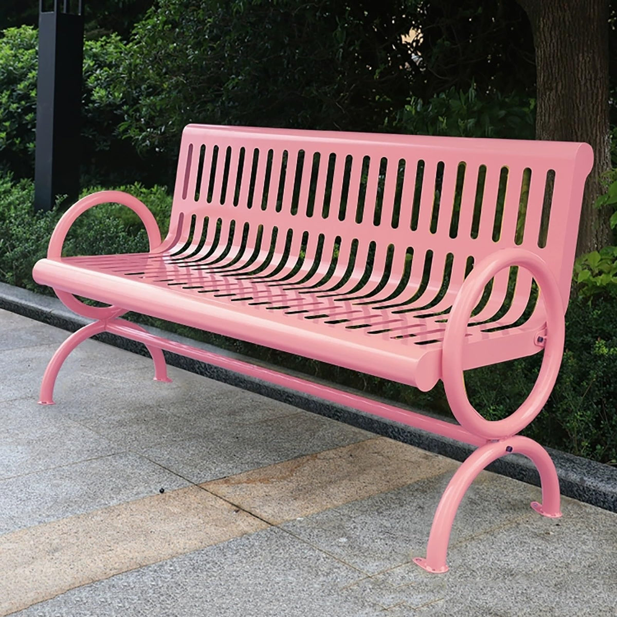 Weatherproof Metal Patio Bench with Backrest & Armrests S30739