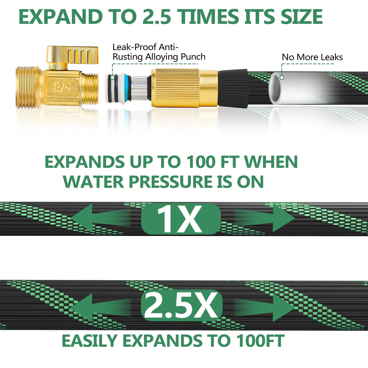 100FT Lightweight Garden Hose with 10-Pattern Nozzle V79083