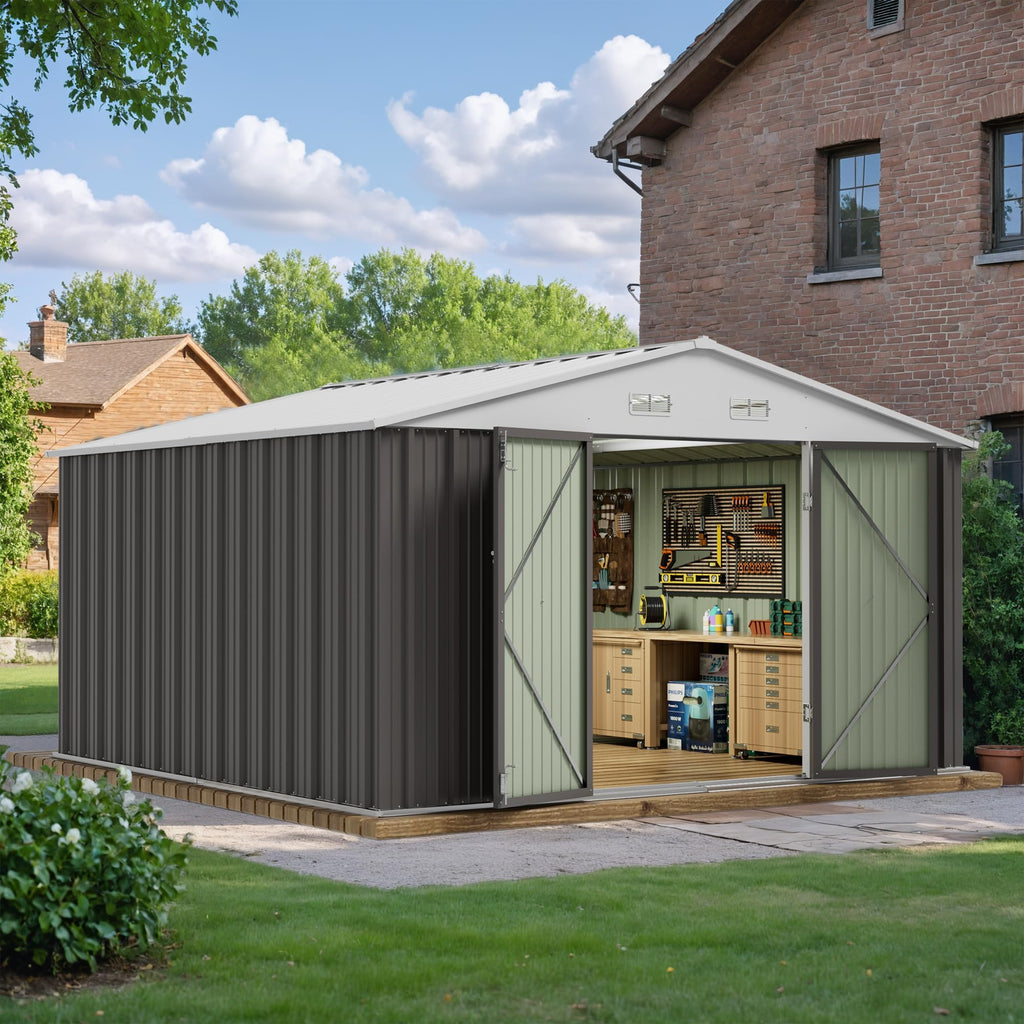 10x10 FT Grey Outdoor Storage Shed Q787