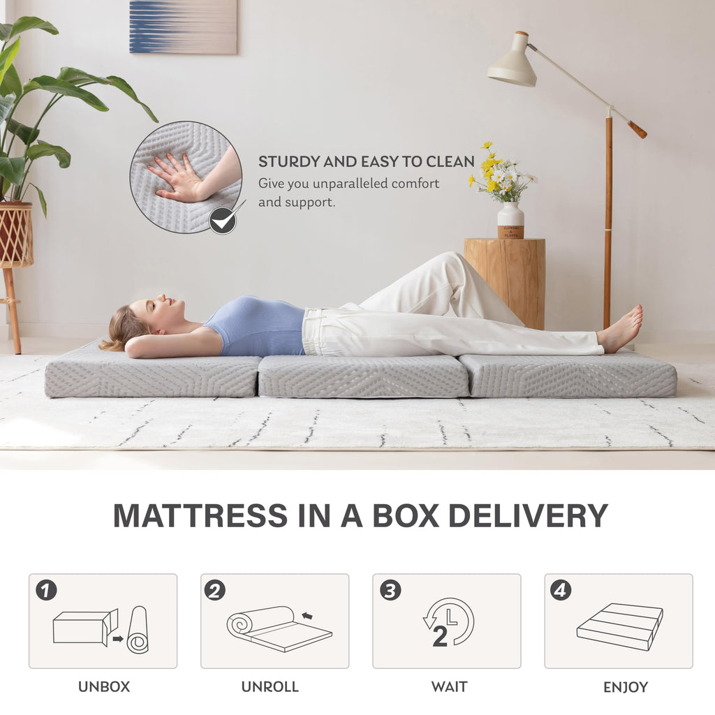 4 Inch Gel Memory Foam Trifold Mattress P338