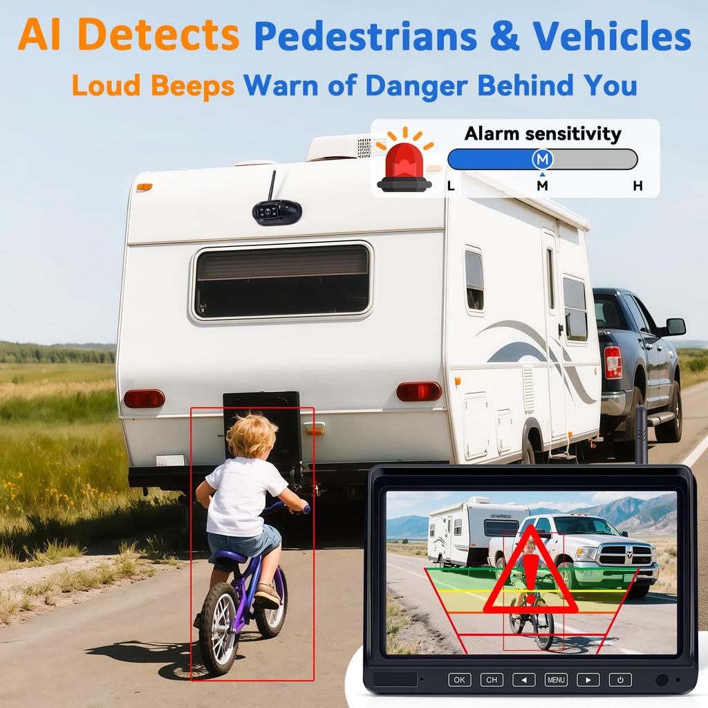 Wireless RV Backup Camera with 7" DVR Monitor H5338