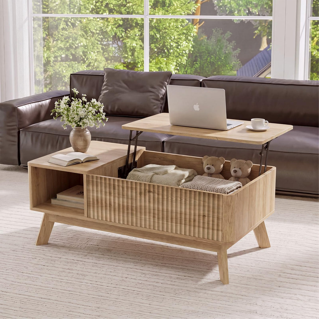Lift Top Fluted Hidden Storage Coffee Table M34360