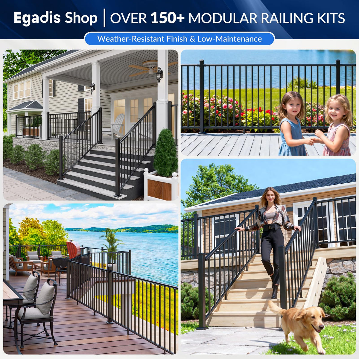 Aluminum Stair Railing Kit, 42 in x 4 ft Black T9391