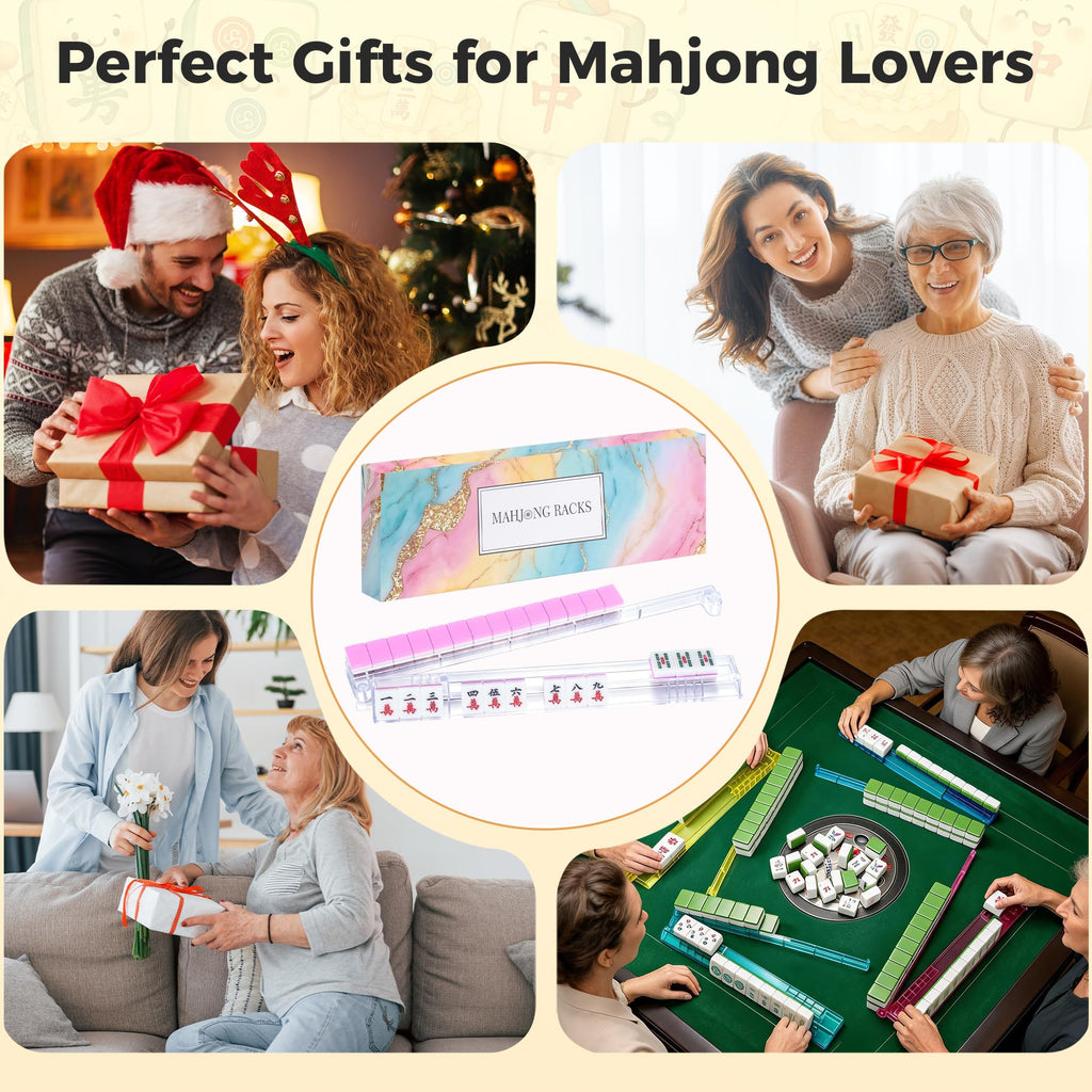 Clear Acrylic Mahjong Racks with Pushers, 4-Pack H570