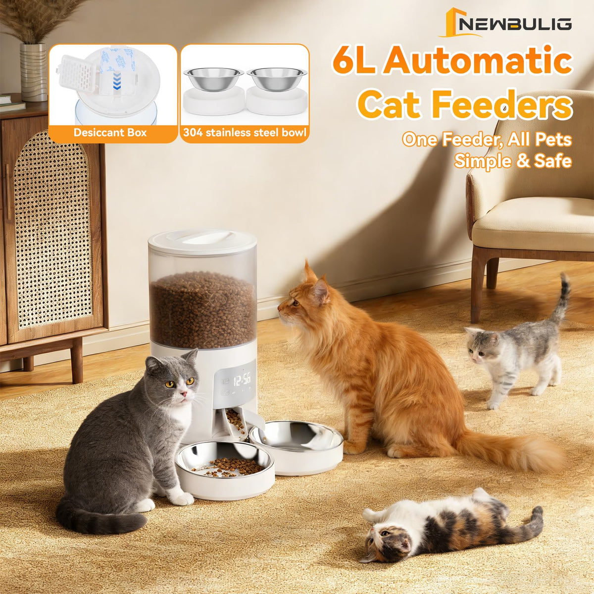 Automatic Cat Feeder 6L White V73156