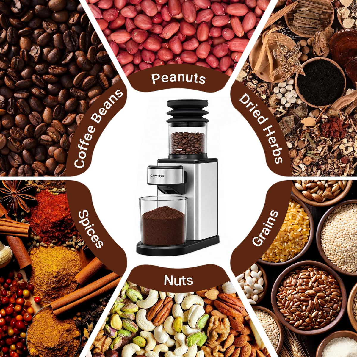 Conical Burr Coffee Bean Grinder, 25 Precise Settings, Anti-Static D8287