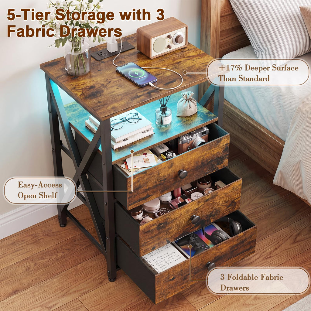 Nightstands Set of 2 with Charging Station X406